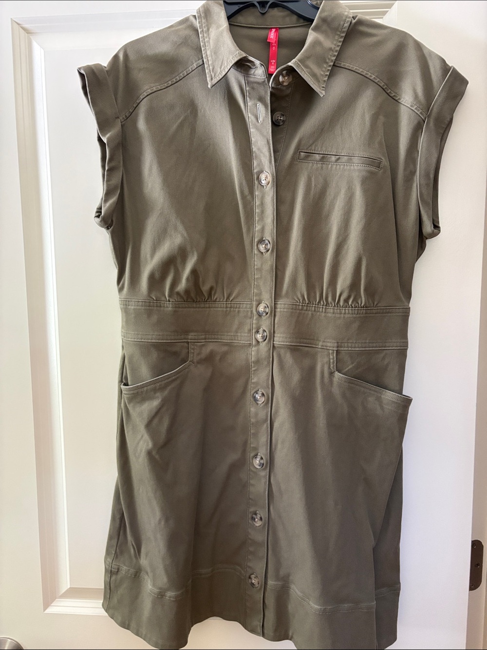 SPANX Olive Green Utility Shirt Dress
